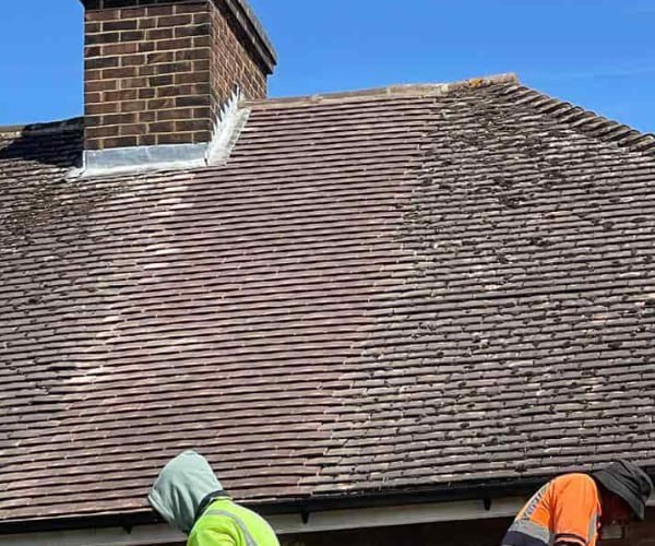 This is a photo of a roof which has just been repaired. Works carried out by WDF Roofing St Neots